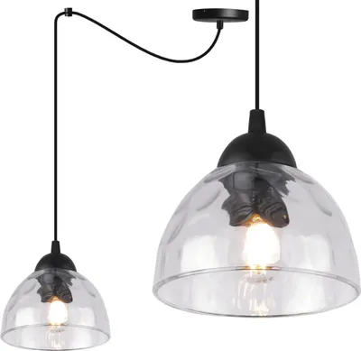 Image de Lampe à suspendre araignée Venice 1 flamme avec abat-jour en verre clair E27
