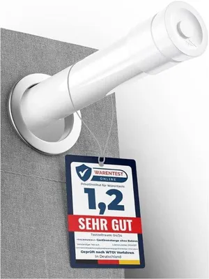 Produktbild von Famanu Gardinenstange ohne Bohren 70-120 cm weiß, ausziehbare Teleskopstange für Bad oder Garderobe