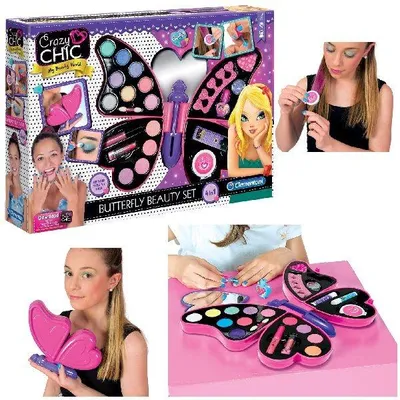 Produktbild von Clementoni Crazy Chic Butterfly beaty set 4 in 1, Make-up-Set für Kinder, 6 Jahr(e), Kunststoff