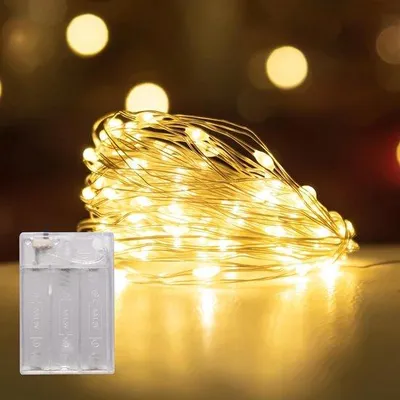 Image de Guirlande lumineuse LED de 5 mètres, 50 LED, blanc chaud, pour la chambre à coucher, Noël, un mariage, une fête.