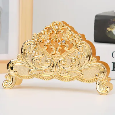Imagen del producto de Soporte de papel de cocina metálico, estante para guardar servilletas de papel, decoración para mesa, ideal para restaurantes, hoteles y cafeterías. Color: dorado
