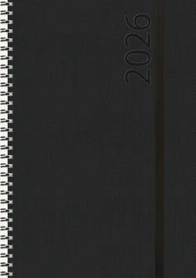 Produktbild von Buchkalender Wochentimer Spirale schwarz 2026