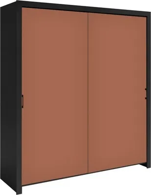 Produktbild von Schwebetürenschrank Frama 185X206X60 Cm 2 Türiger Kleiderschrank Schrank (Schwarz/Saharatiefe)