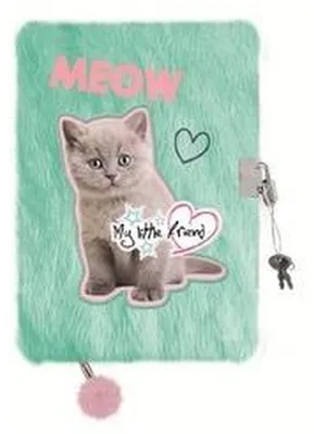 Zdjęcie produktu dla Pamiętnik z kłódką A5 włochacz Fluffy Kitty 96k.