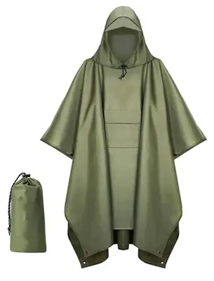 Produktbild von Wasserdichter Regenponcho Für Damen Und Herren, 1 Stk, Mit Kapuze Und Aufbewahrungstasche, Ultraleicht Für Camping Wandern Und Festivals