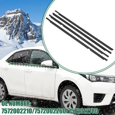 Image de Joint d'étanchéité de fenêtre, bande de garniture, pour Toyota Corolla 2009-2012, en caoutchouc, No.7572002210/7572002260, noir