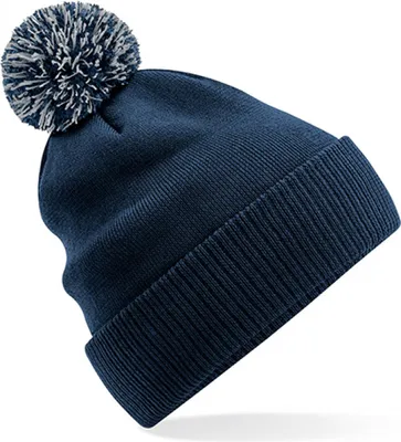 Produktbild von Beechfield B450R | Recycled Snowstar® Beanie - 100% recycelter Polyester - Farbe: French Navy/Light Grey - Größe: One Size