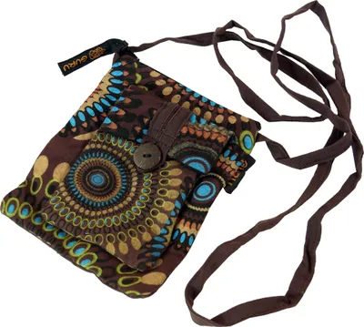Produktbild von Brustbeutel, Boho Geldbörse - Braun, Uni - Erwachsene, Baumwolle, 17*13*1,5 cm, Portemonnaies