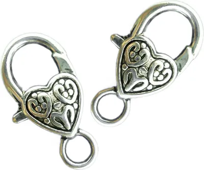 2 Herz Karabiner, antiksilber, 25x12mm