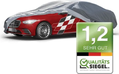 Produktbild von WALSER Premium Abdeckplane Auto All Weather Plus Qualitätssieger *, Abdeckplane wasserdicht, Auto Abdeckplane, Autoplane UV-beständig, Autoabdeckung Outdoor, Autogarage Abdeckung Größe 3 grau