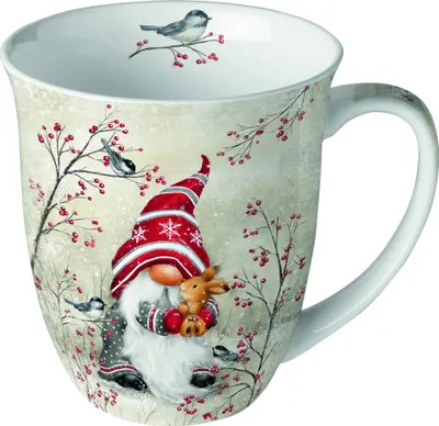 Produktbild von Tasse aus Porzellan Dwarf Hug - Niedlicher Zwerg mit Hase 0,4L, Höhe 10,5cm