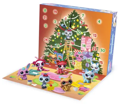 Obrázek produktu pro Littlest Pet Shop Adventní kalendář 8 Pet Shop a 16 doplňků 24denní vánoční kalendář mini figurky zvířátek na sbírání hračka pro děti