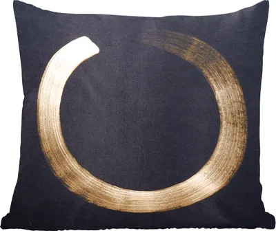 Produktbild von MuchoWow® Zierkissen Sofakissen Wohnzimmer Dekokissen 50x50 cm Goldener Kreis auf dunklem Hintergrund - Komfort - Sofakissen