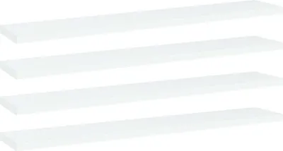 Four white shelves are shown against a white background.