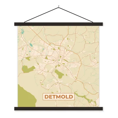 Produktbild von MuchoWow® Textilposter Stadtplan - Detmold - Vintage - Karte 40x40 cm mit schwarzem Rahmen - Fotos