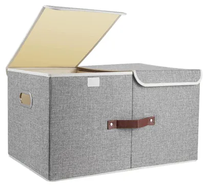 Image de Grande boîte de rangement avec couvercle et compartiments, en tissu, pliable, lavable, 55 x 33 x 30 cm