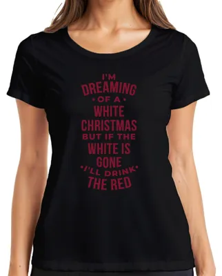 Obrázek produktu pro Dreaming of a white christmas - vánoční dárek Vánoce Dámské tričko, černá barva, 3XL