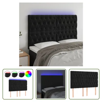 Produktbild von The Living Store LED Kopfteil Schwarz 144x7x118/128 cm Samt