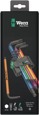 Productafbeelding van Wera 950/9 Hex-Plus Multicolour 1 SB, set ringsleutels, metrisch, BlackLaser, 9-delig
