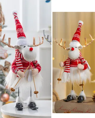 Image de Figurine de Noël Renne sur skis avec cornes brillantes 43X13X13 Cm Xgi-107