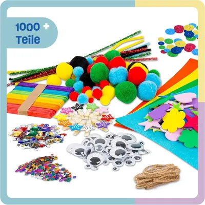 Produktbild von Mega Bastelset Starterset - Bastelbox Mix - Kreative Bastelideen - Bunte Bastelbox - Mädchen Jungen - DIY Bastelprojekte