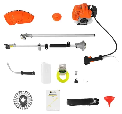 Produktbild von Freischneider, leistungsstarker Benzinmotor, vielseitiges Rasenpflegewerkzeug, Orange 2 in 1