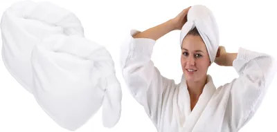 Produktbild von Betz 2 Stück Frottee Haarturban Turban 100% Baumwolle – Farbe: weiss