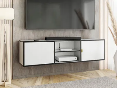 Produktbild von KierMoebel Tv Schrank LUNO 3, Modern Lowboard Weiß 156,4x42x38,8 cm