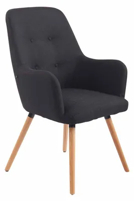 Produktbild von CLP Lounger Aarhus Stoff mit Armlehnen und Gestell aus Buchenholz schwarz natur