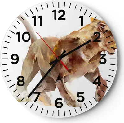 Produktbild von Wanduhr - Rund - Glasuhr - Tier Abstraktion - 40x40cm - Schleichendes Uhrwerk - Lautlos - zum Aufhängen bereit - Dekoration Modern - Wanddekoration aus Glas - C4AR40x40-3967