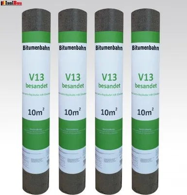 Produktbild von Isolbau Dachpappe V 13 besandet mit Glasvlieseinlage 40 m2  4 Rollen Dachbahn Glasvlies Bitumen