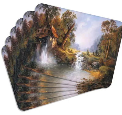 Produktbild von MG Design Set aus 6 Kork-Platzsets - Old Mill - 30 x 40 cm - hitzebeständig & abwischbar, mit Korkrückseite