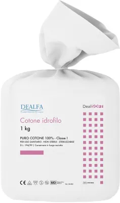 Productafbeelding van DEALFA Hydrofiele katoen gerold 1 kg, 100% puur katoen, wegwerpproduct