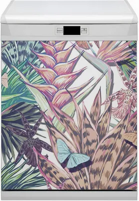 Produktbild von Magnet Folie für Geschirrspüler Küche Magnetmatte 60x70 cm  Dekor Geschirrspüle  - Blumen und Schmetterlinge