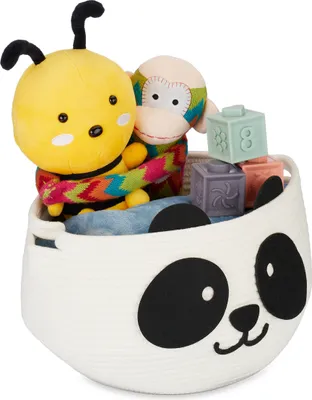 Immagine prodotto di Cestino portaoggetti Relaxdays per bambini, cestino in cotone con pandino, A x P: 24,5 x 35 cm, cestino per giocattoli per la cameretta, bianco/nero