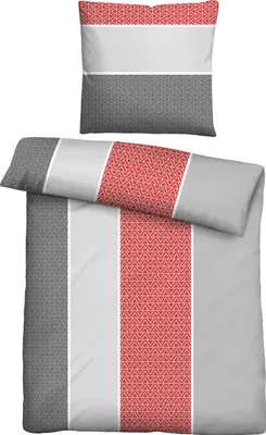 Produktbild von Traumhaft schlafen - Castell - Markenbettwäsche Baumwoll Edelflanell Bettwäsche 0080447 LÄNGSBALKEN color: chili, size: 1x 135x200 cm + 1x 80x80 cm