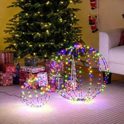 Produktbild von COSTWAY 2-częściowa świąteczna kula świetlna Ø 30/56 cm do zawieszenia i stania, dekoracyjna kula LED, lampki kulkowe, dekoracja świąteczna, oświetlenie świąteczne