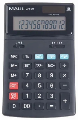 Image de Calculatrice de bureau MAUL MCT 500 affichage LCD 1 ligne, 12 chiffres pile solaire 17.4 x 10.7 x 2.2 cm noir