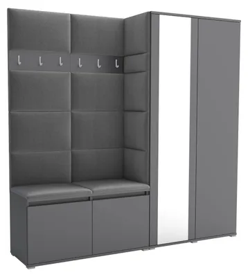 Produktbild von Garderobe LUTON 4 ANTHRACITE 33– Farbe: Anthrazit, moderner Schrank 40x190x186 cm, funktionale Lösung für den Flur, Garderobeschrank, Flurmöbel