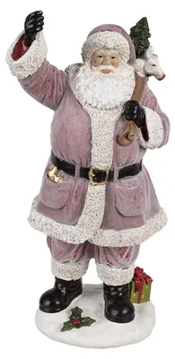 Imagen del producto de Figura decorativa navideña de Clayre & Eef, Papá Noel, 43 cm, color rosa, de plástico