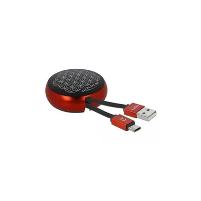 Produktbild von DeLOCK USB 2.0 Aufrollkabel Typ-A zu USB-C™ schwarz / rot, 0,92 m, USB A, USB C, USB 2.0, Schwarz, Rot