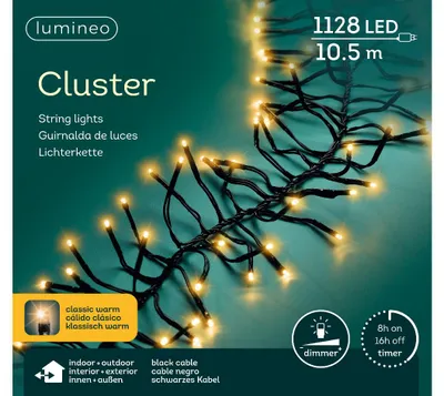 Produktbild von Kaemingk Lumineo Cluster Lichterkette 1128 LED klassisch warm außen 10,5m schwarz