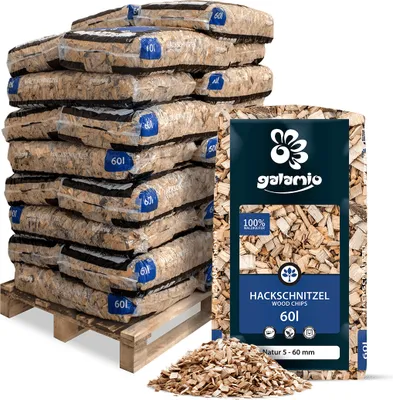 Produktbild von Galamio Holzhackschnitzel Natur 60l x 26 Sack 1560l  Palette