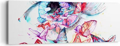 Produktbild von Bild auf Leinwand - Leinwandbild - Auge Butterflys Fantasie Fantasie - 90x30cm - Wand Bild - Wanddeko - Leinwanddruck - Bilder - Kunstdruck - Leinwand bilder - Wandkunst - AB90x30-3096
