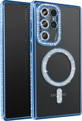 Produktbild von Avizar, Diamanthülle für Samsung Galaxy S25 Ultra mit MagSafe und Strassrahmen, Blau