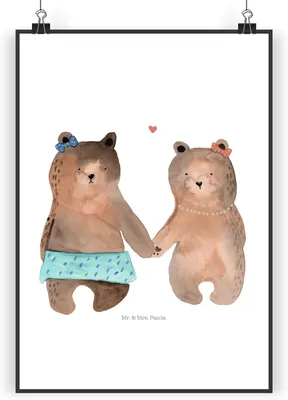 Produktbild von Mr. & Mrs. Panda Bild Bär Freundin DIN A5 - Weiß - Geschenk, Beste Freund Liebe Liebesbeweis Verliebt Kumpel Kumpeliene, kunstdruck poster, Wandbild, Teddy, wanddeko