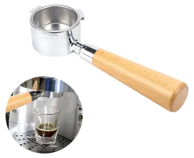 Produktbild von 51 mm bodenloser Kaffee-Siebträger mit Filterkorb und Holzgriff, Ersatz für Delonghi EC680 EC685 Werkzeugmaschine, wiederverwendbare Legierungsfilter, Extraktionszubehör