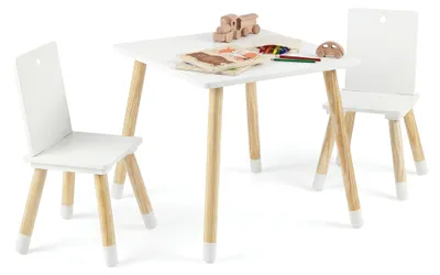 Produktbild von Kindersitzgruppe, Kindertisch mit 2 Stühlen, Multifunktionales Kindertisch- und Stuhl Set für Kinder von 3 bis 7 Jahren, für Kindergarten, Weiß