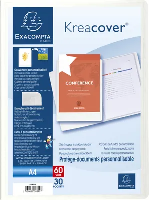 Image de Exacompta 12x Protège-documents en PP rigide Kreacover® 60 vues A4 Blanc 58309E