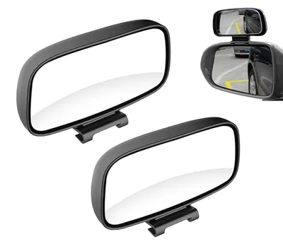 Zdjęcie produktu dla Lusterka do monitorowania martwego pola, 360 stopni obrotu, regulowane, szerokokątne lusterka wsteczne, 2 sztuki, czarne
